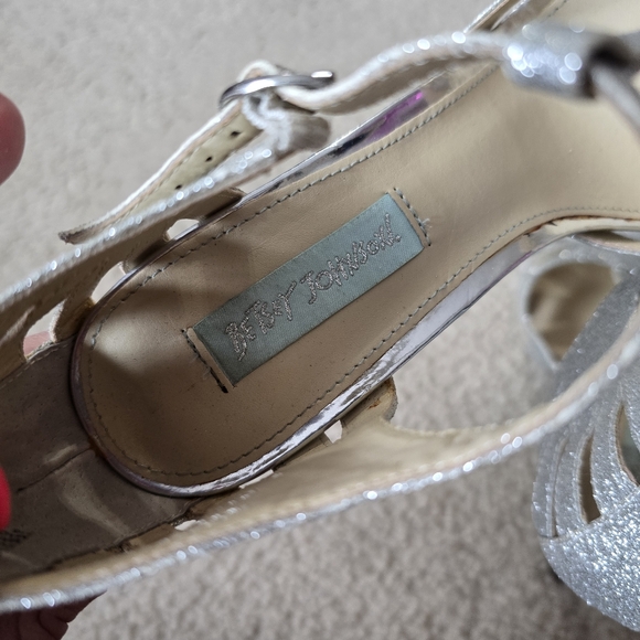 Betsey Johnson Glitter SB-Tee T-Strap Dress Sandal Heels High Heels Size 8.5 - Picture 14 of 15